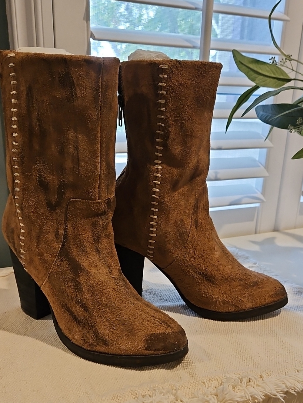 Free People Women's Tan Suede Leather Boots 0059
